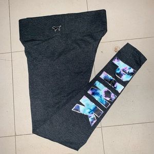 NWOT PINK COTTON GRAY YOGA LEGGING TIE DYE LOGO